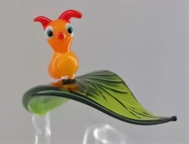 höhenverstellbarer Orchideenstab, Blatt mit Raupe - d/gelb -